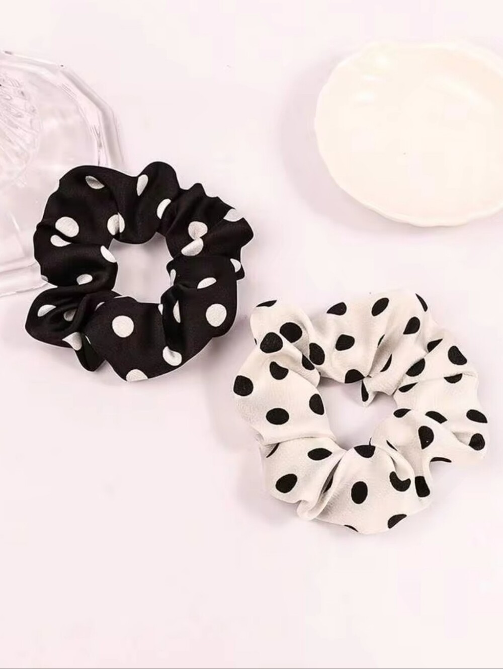 Polka Dot Hair Scrunchie Set